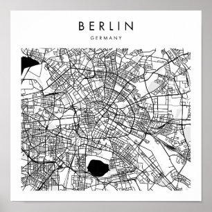 Berlins Tysklanda minimala moderna gata Karta Poster