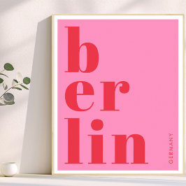 Berlins Tysklanda moderna typografi rosa röd Poster