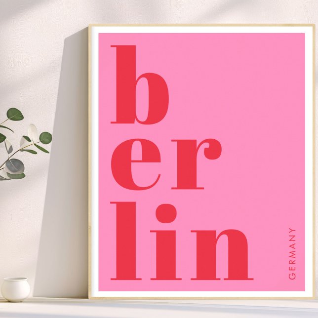 Berlins Tysklanda moderna typografi rosa röd Poster (Skapare uppladdad)
