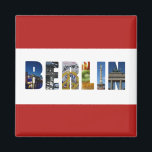 Berlins Tysklanda stadsresefoton Magnet<br><div class="desc">Visa alla dina kärlek för staden Berlin Tysklanda med den här magneten! Det innehåller ett kollage i färg med åsikter från Brandenburg Grind, Berlinmuren, Spreefloden och Bundestag dome. Bakgrunden färg kan ändras så att den passar dina önskemål.</div>