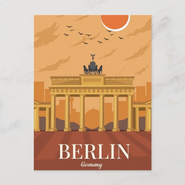 Berlins Tysklanda tåg Travel Art Vintage Vykort (Framsida)