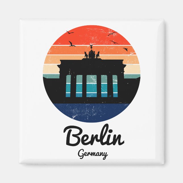 Berlins Tysklanda Vintage Sunset Magnet (Framsidan)