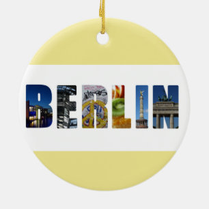 Berlins Tysklandare stadsresefoton Julgransprydnad Keramik
