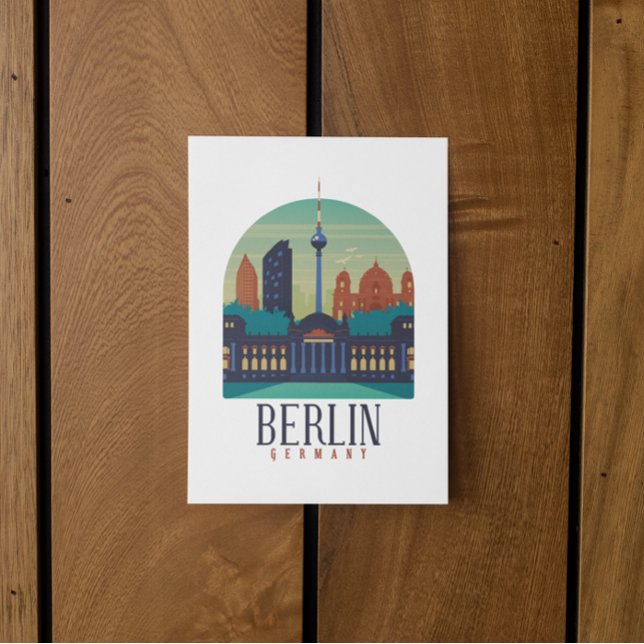 Berlins vykort för Tyskland Skyline Vintage (berlin germany vintage travel postcard)