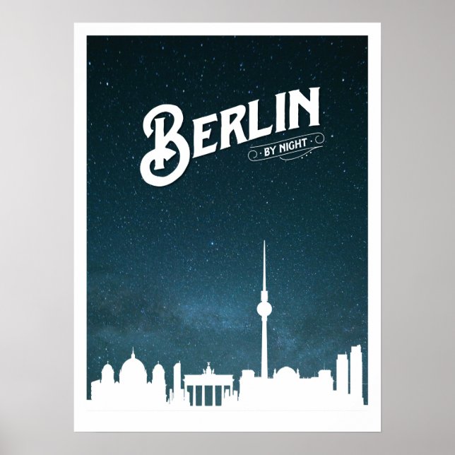 Berlinskyline by night, Berlin, Tyskland - Deutsch Poster (Framsidan)