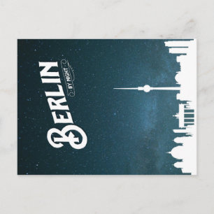 Berlinskyline by night, Berlin Tyskland - vykort