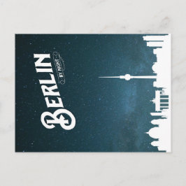 Berlinskyline by night, Berlin Tyskland - vykort