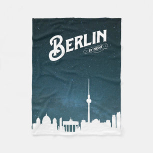 Berlinskyline by night, Berlin, Tysklandare Fleecefilt