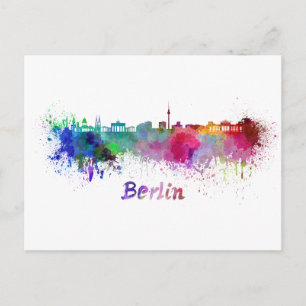 Berlinskyline i vattenfärg vykort
