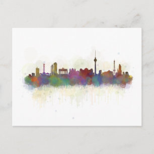 Berlinstaden Tyskland. Deutsche Skyline art v2 Vykort