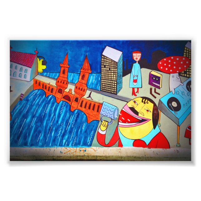 BerlinWall Graffiti Artwork Street Art Tyskland Fototryck (Framsidan)