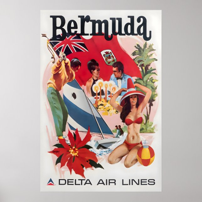 Bermuda Art Daniel Sweeney Tryck Delta Travel (Framsidan)