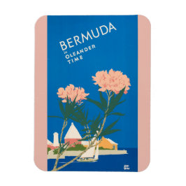 Bermuda Beach Flowers Retro Vintage resor Poster Magnet