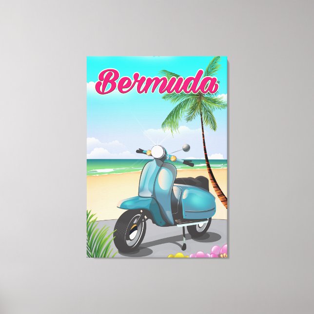 Bermuda Beach Scooter-resemalmanacka Canvastryck (Framsida)