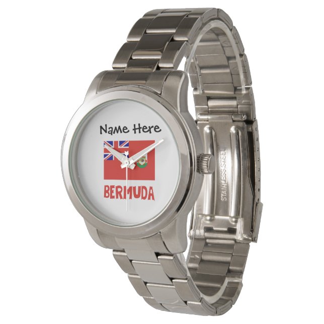 Bermuda Bermudisk Flagga Personligt Namn Armbandsur (Vinklad)