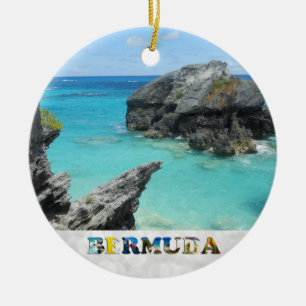 Bermuda Blue Ocean Rocky Beach Photo jul Julgransprydnad Keramik
