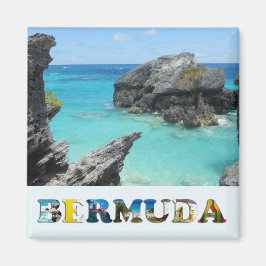 Bermuda Blue Ocean Rocky Beach Travel Photo Magnet
