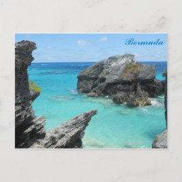 Bermuda Blue Ocean Rocky Beach Travel Photo Vykort