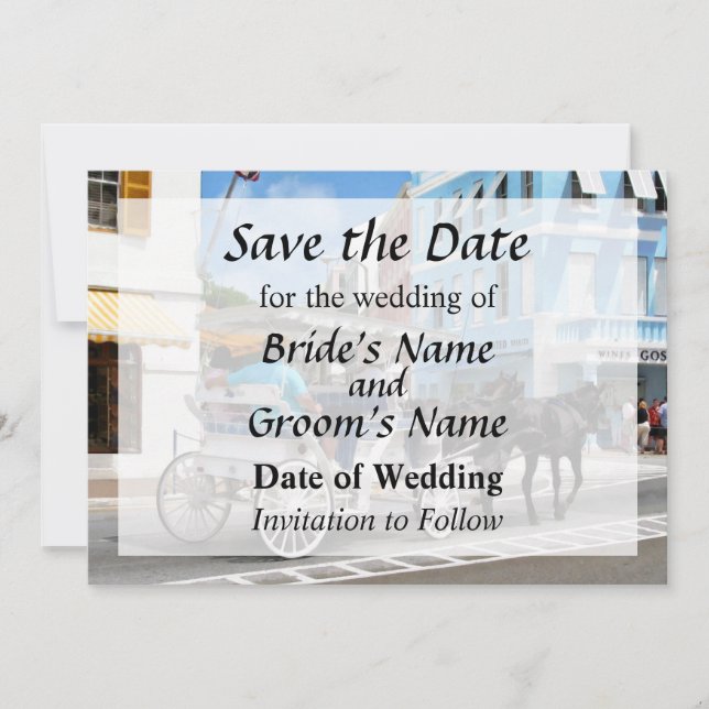 Bermuda - Carriage Ride in Hamilton Save the Date Spara Datumet (Framsida)