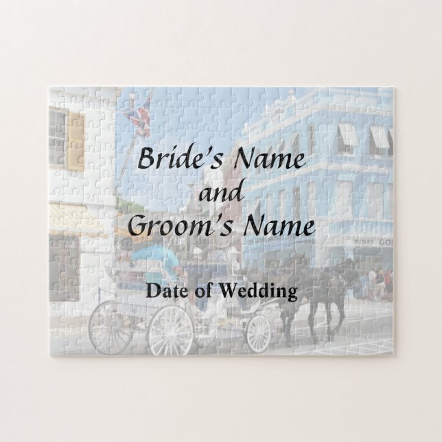 Bermuda - Carriage Ride in Hamilton Wedding Favors Pussel (Horisontell)