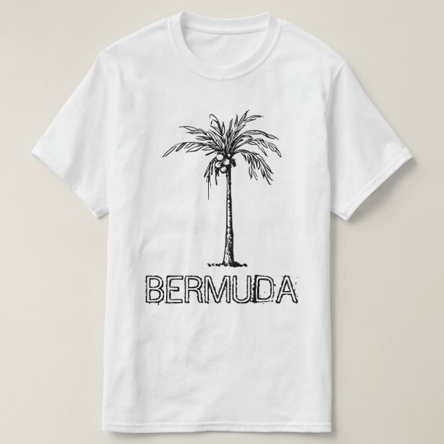 Bermuda coconut träd svartvit design t shirt (Design framsida)