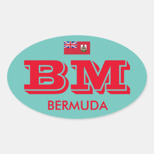 Bermuda - Euro-Stil Ovalklistermärke Ovalt Klistermärke