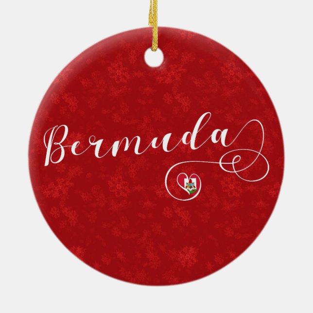 Bermuda Flagga i ett hjärta Julgransprydnad Keramik (Baksidan)