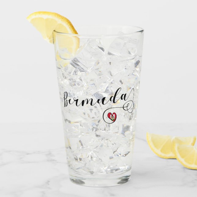 Bermuda Flagga in Heart Glaskopp (Framsida Ice)