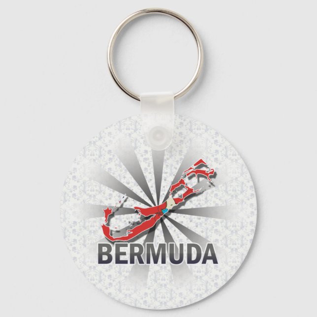 Bermuda Flagga Karta 2.0 Nyckelring (Framsida)