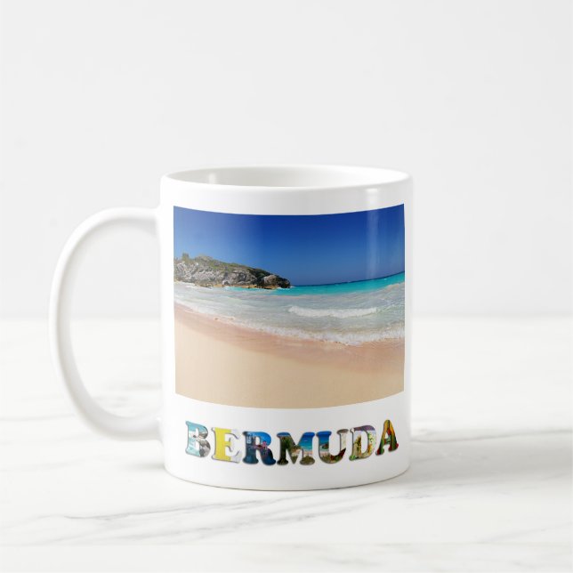 Bermuda Horseshoe Bay Rosa Sand Beach Photo Kaffemugg (Vänster)