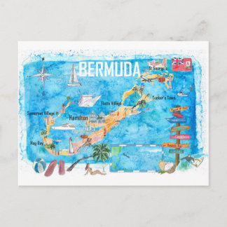 Bermuda Island Travel Poster Favorite Tourist Kart Vykort