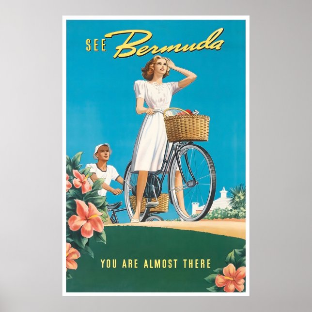 Bermuda-målning Vintage-resa Poster Art Print (Framsidan)