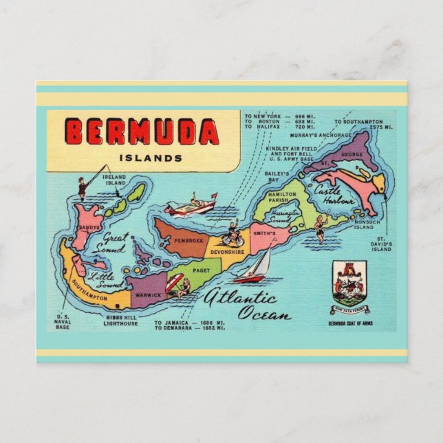 Bermuda ö-karta vykort (Framsida)