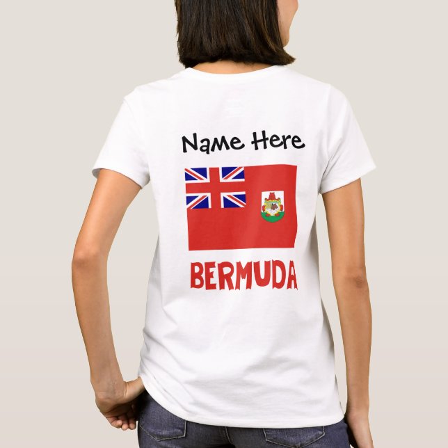 Bermuda och Bermudisk flagga med ditt namn T Shirt (Baksida)