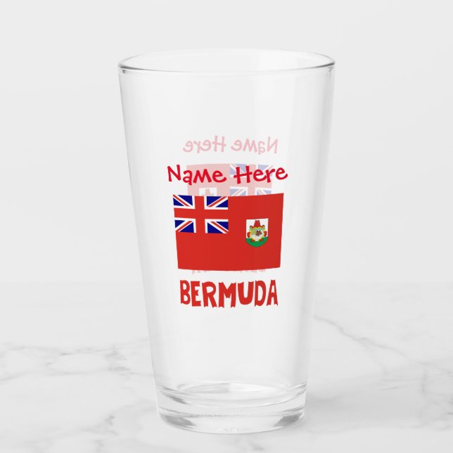 Bermuda och Bermudisk flagga Röd personalisering Glaskopp (Framsida)
