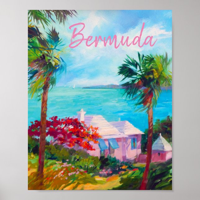 Bermuda-paradiset med pastelpinkar och havsblues poster (Framsidan)