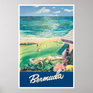 Bermuda Resa Affisch Golf Konst Vintage Tryck