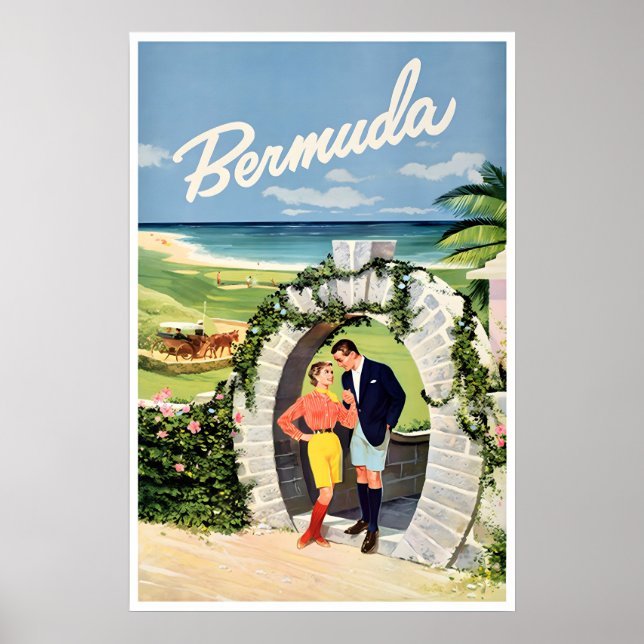 Bermuda Resa Affisch Konst Hem Vintage Prin (Framsidan)