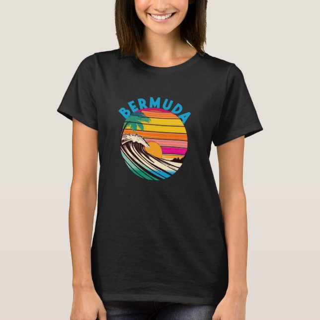 Bermuda Retro 1980s Style Beach T Shirt (Framsida)