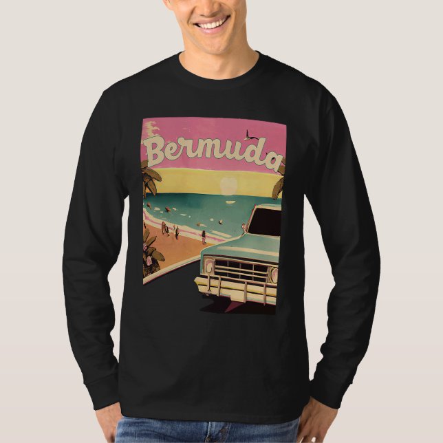 Bermuda Retro Beach Vacation Graphics Bermuda Surf T Shirt (Framsida)