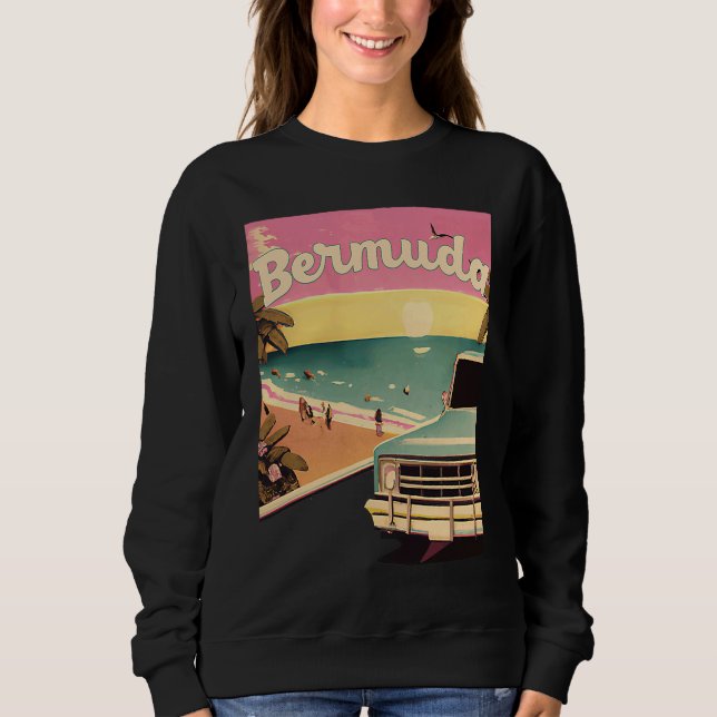 Bermuda Retro Beach Vacation Graphics Bermuda Surf T Shirt (Framsida)