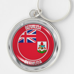 Bermuda Round Emblem Rund Silverfärgad Nyckelring