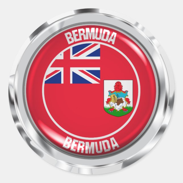 Bermuda Round Emblem Runt Klistermärke (Framsida)