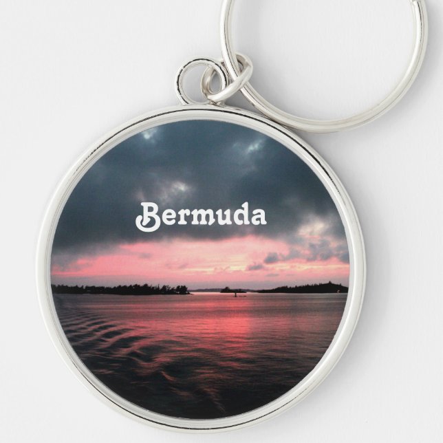 Bermuda Rund Silverfärgad Nyckelring (Framsidan)