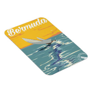 Bermuda Sailing vintage resor poster Magnet