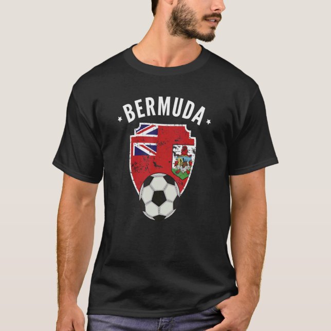 Bermuda Soccer Bermuda Flagga Football Bermudian P T Shirt (Framsida)