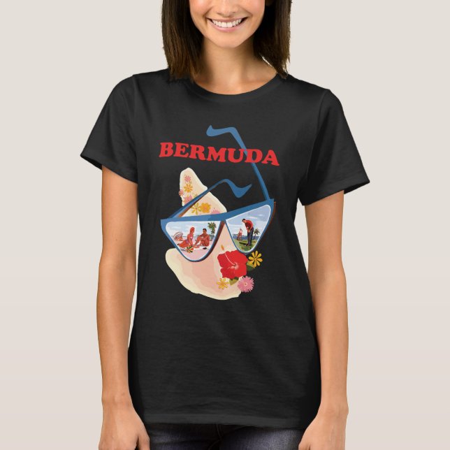 Bermuda Solglasögon Strand Blå Resa T Shirt (Framsida)