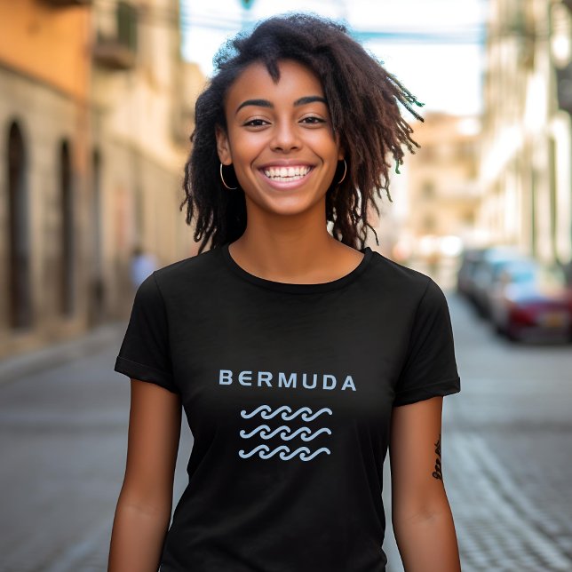 Bermuda Triple Ocean Vågar Mörk Färg T Shirt (Skapare uppladdad)