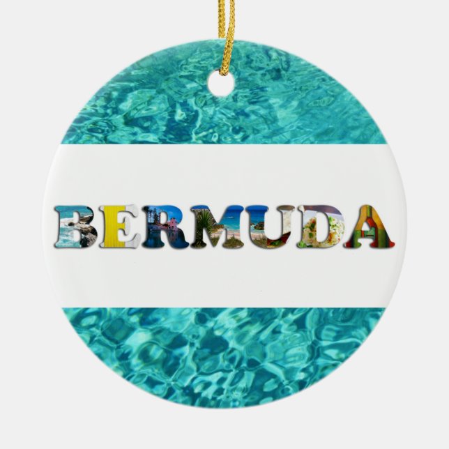 Bermuda Tropical Beach Blue Ocean jul Julgransprydnad Keramik (Framsidan)