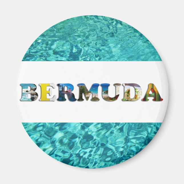 Bermuda Tropical Beach Blue Ocean Travel Foton Magnet (Framsidan)